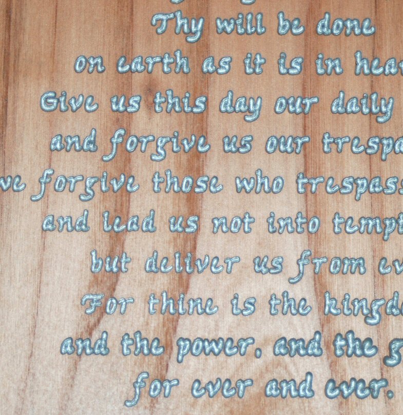 The Lords Prayer carved plaque